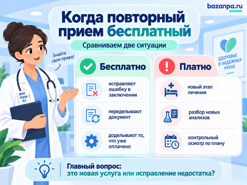 Клиника требует снова оплатить прием из-за ошибки врача - нужно ли платить