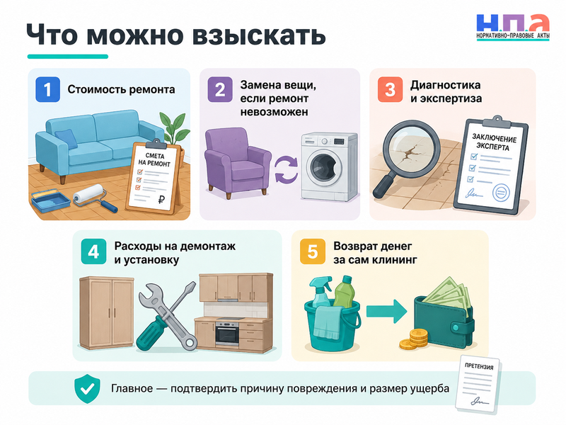 Клининговая компания испортила имущество при уборке как доказать ущерб и получить компенсацию