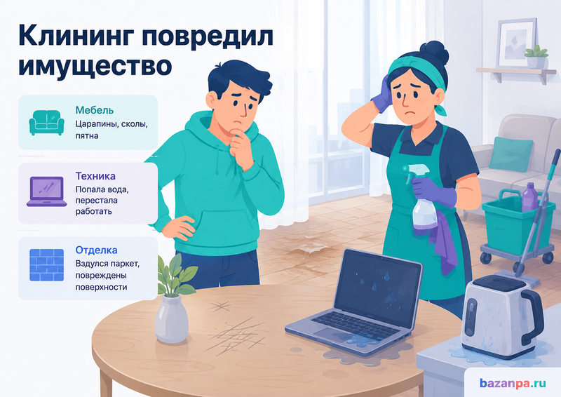 Клининговая компания повредила мебель, технику или отделку квартиры