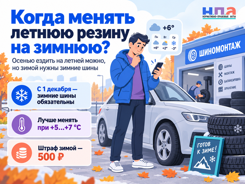 Когда менять летнюю резину на зимнюю в 2026 году и можно ли ездить осенью