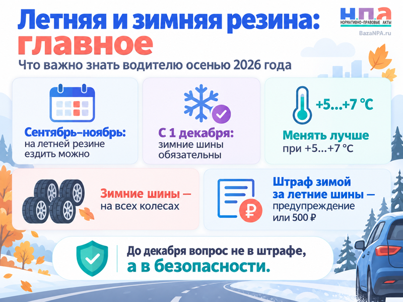 Когда менять летнюю резину на зимнюю в 2026 году и можно ли ездить осенью
