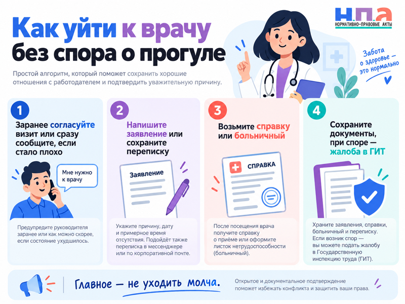 Когда можно уйти с работы к врачу