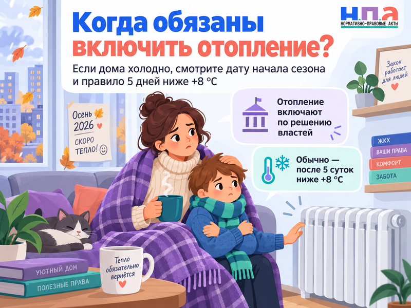 Когда обязаны включить отопление осенью 2026 года, если дома холодно