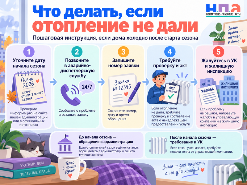 Когда обязаны включить отопление осенью 2026 года, если дома холодно