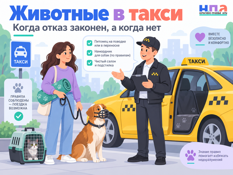 Когда таксист может отказаться везти пассажира с собакой или кошкой