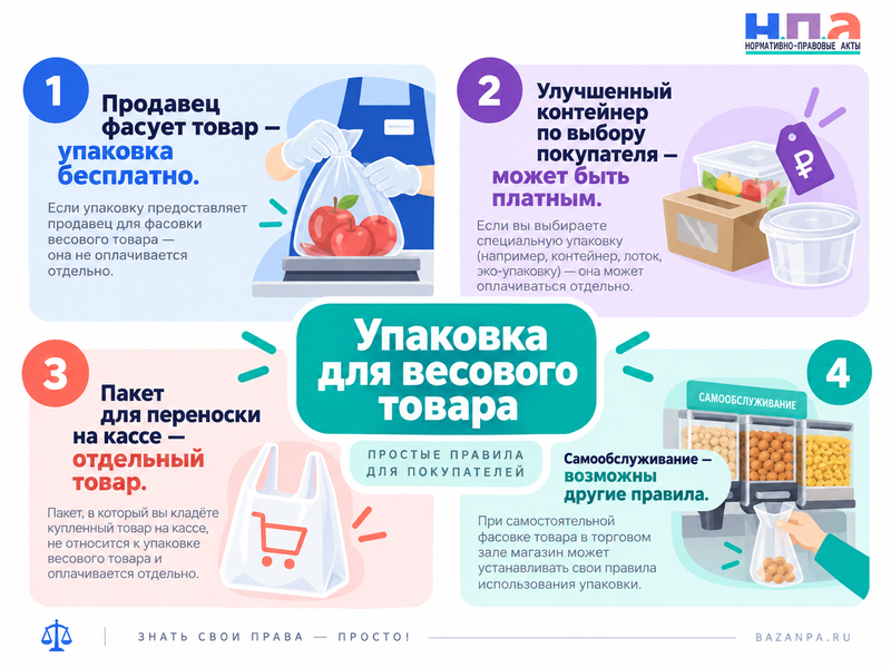 Когда упаковка развесного товара должна быть бесплатной