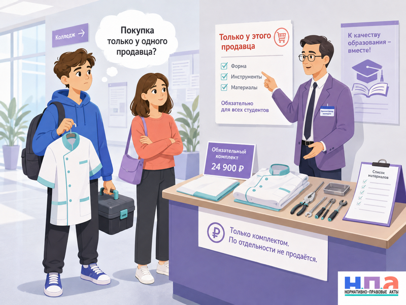 Колледж или учебный центр заставляет покупать форму и материалы у указанного продавца