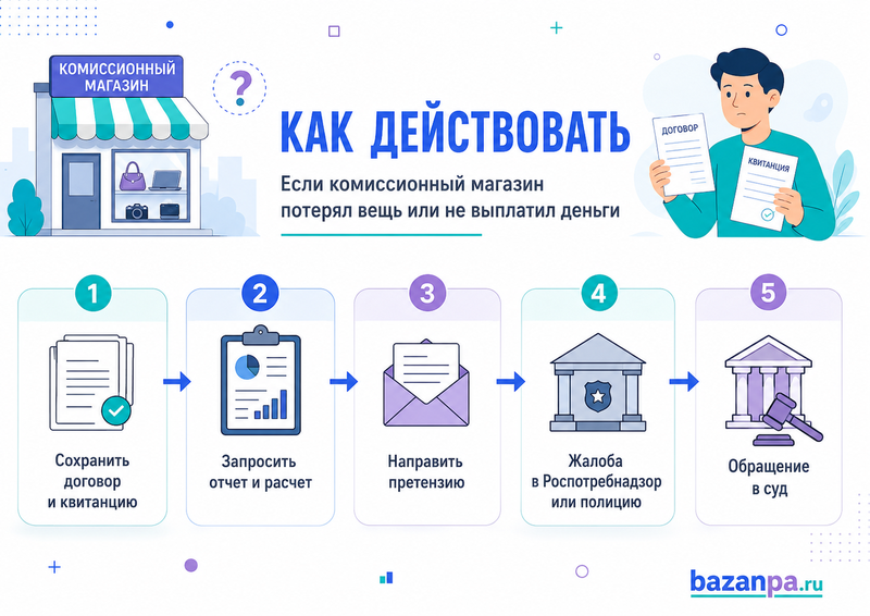 Комиссионный магазин потерял вещь, продал ее и не перечислил деньги претензия и взыскание стоимости