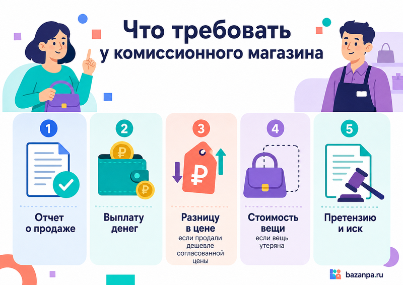 Комиссионный магазин потерял вещь, продал ее и не перечислил деньги претензия и взыскание стоимости