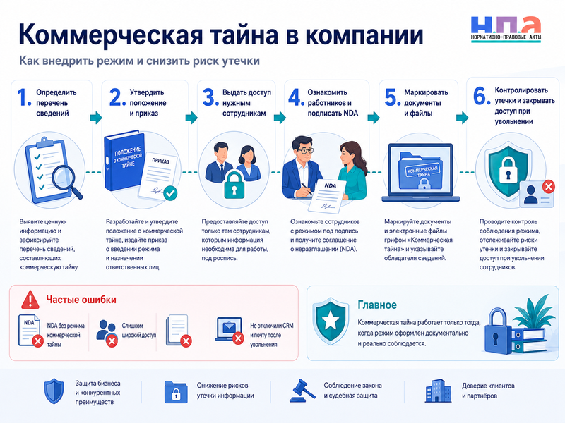 Коммерческая тайна в компании положение, NDA, доступ сотрудников и ответственность