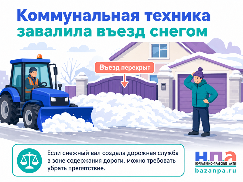 Коммунальная техника сваливает снег перед воротами, гаражом или въездом на участок кто обязан убрать снежный вал