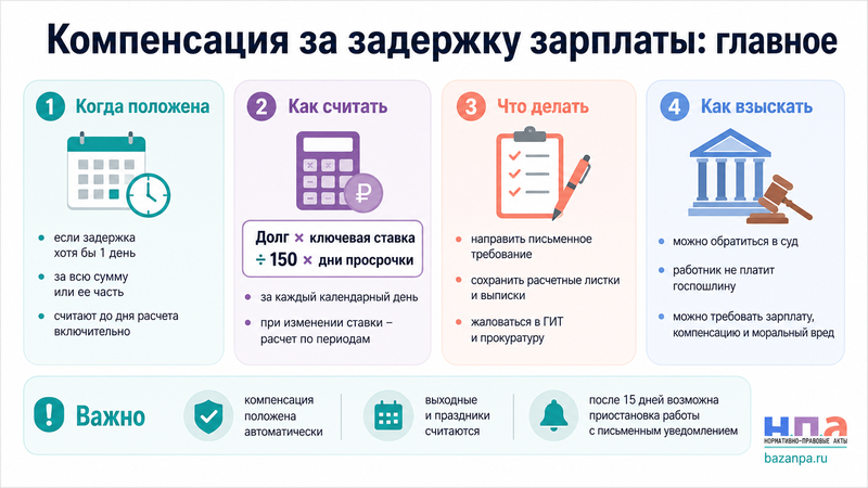 Компенсация за задержку заработной платы как рассчитать и взыскать