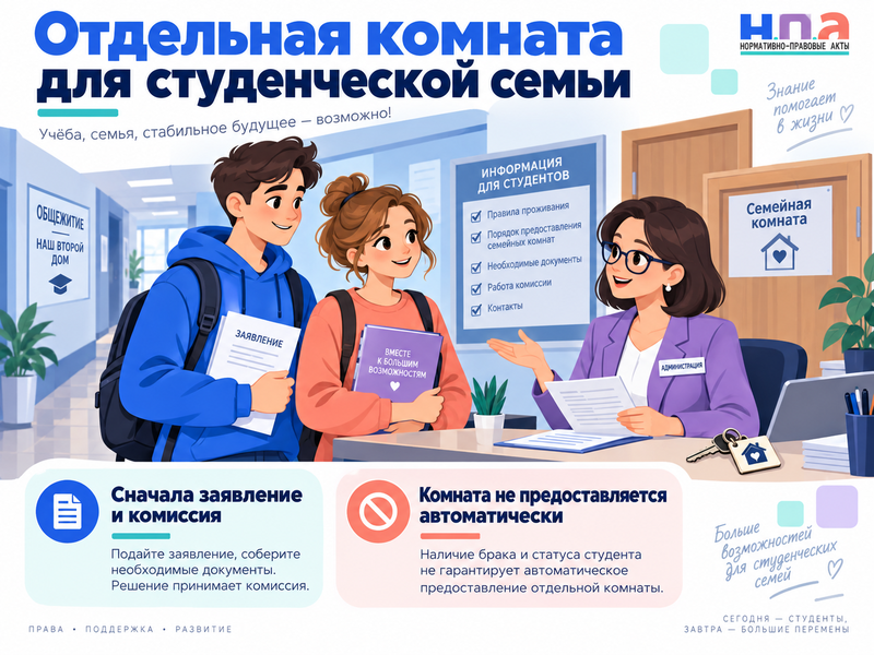 Кому положена отдельная комната в общежитии для студенческой семьи