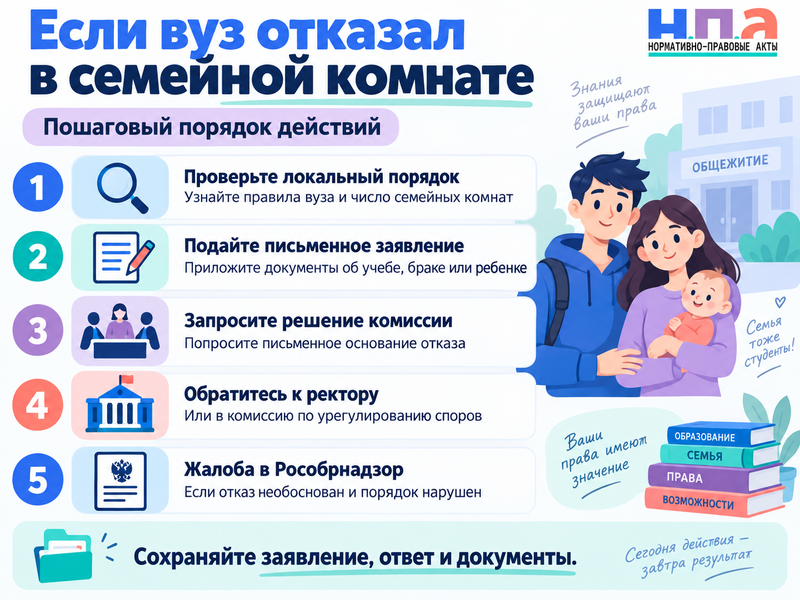 Кому положена отдельная комната в общежитии для студенческой семьи