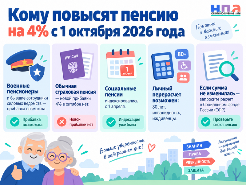 Кому повысят пенсию на 4% с 1 октября 2026 года
