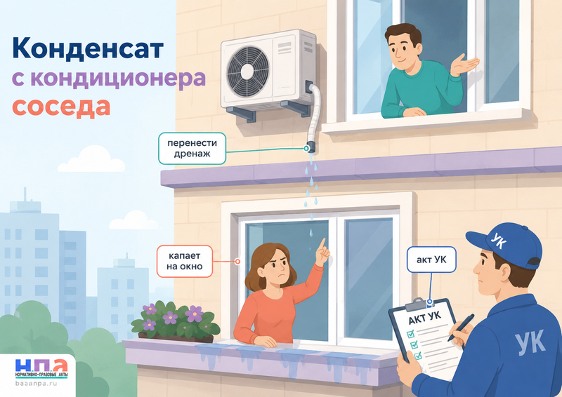 Конденсат из кондиционера соседа капает на окно, балкон или фасад куда жаловаться