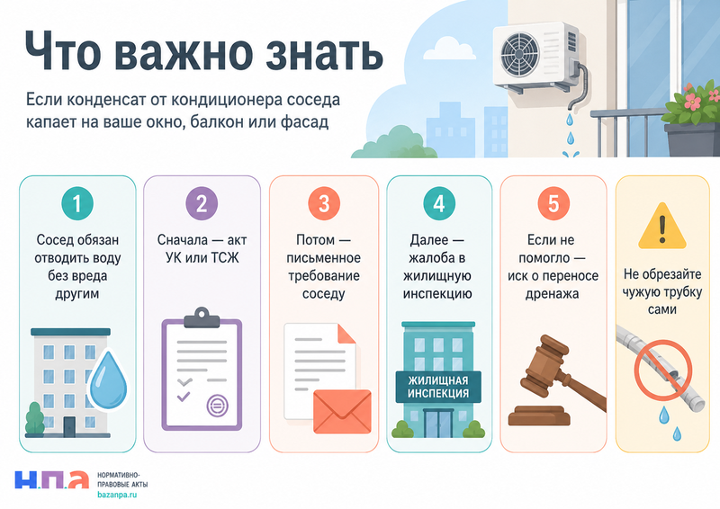 Конденсат из кондиционера соседа капает на окно, балкон или фасад куда жаловаться