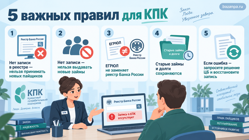 Кредитный потребительский кооператив отсутствует в реестре Банка России