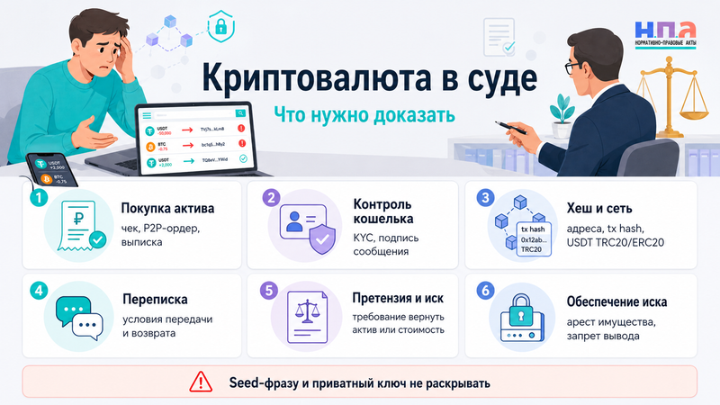 Криптовалюта в суде как доказать владение и вернуть цифровые активы