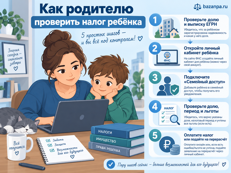 Кто платит налог за долю ребёнка в квартире в 2026 году
