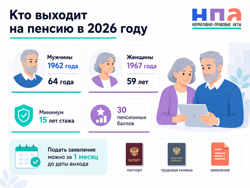 Кто выходит на пенсию в 2026 году возраст, стаж, пенсионные баллы и документы