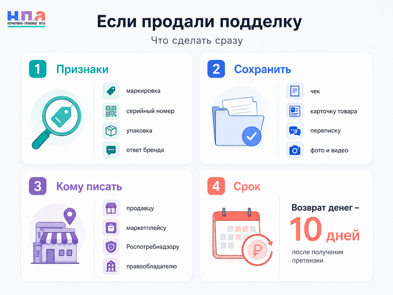 Купили подделку вместо оригинала как вернуть деньги и пожаловаться продавцу