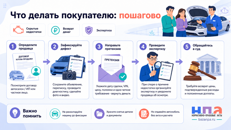 Купили подержанный автомобиль с недостатками как расторгнуть договор и вернуть деньги