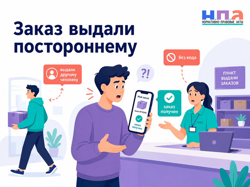 Курьер или пункт выдачи передал оплаченный заказ постороннему человеку, однофамильцу либо без кода подтверждения