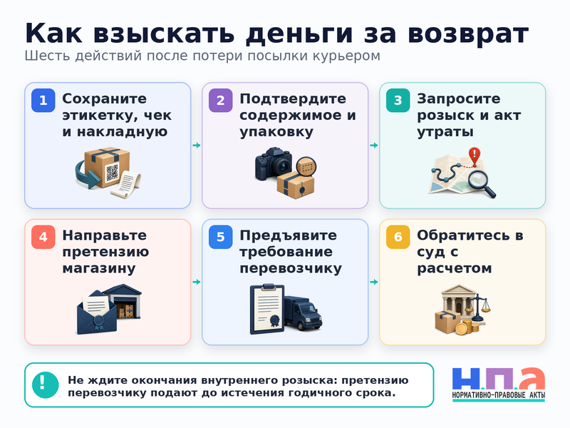 Курьерская служба потеряла возврат товара, а магазин не возвращает деньги