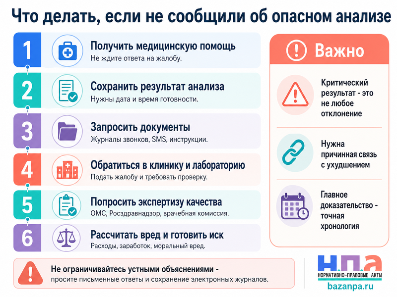 Лаборатория не сообщила о критическом результате анализа как взыскать вред