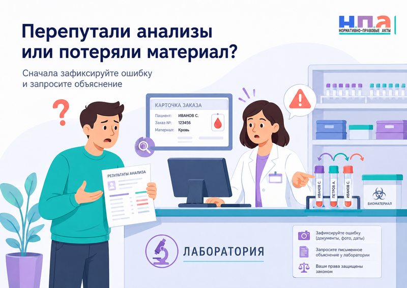 Лаборатория перепутала анализы или потеряла биоматериал