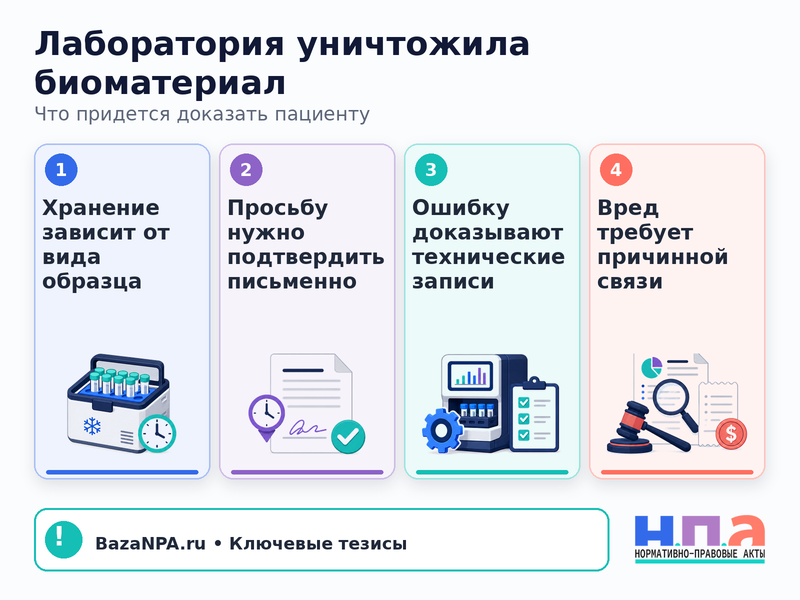 Лаборатория уничтожила биоматериал: доказательства ошибки и компенсация
