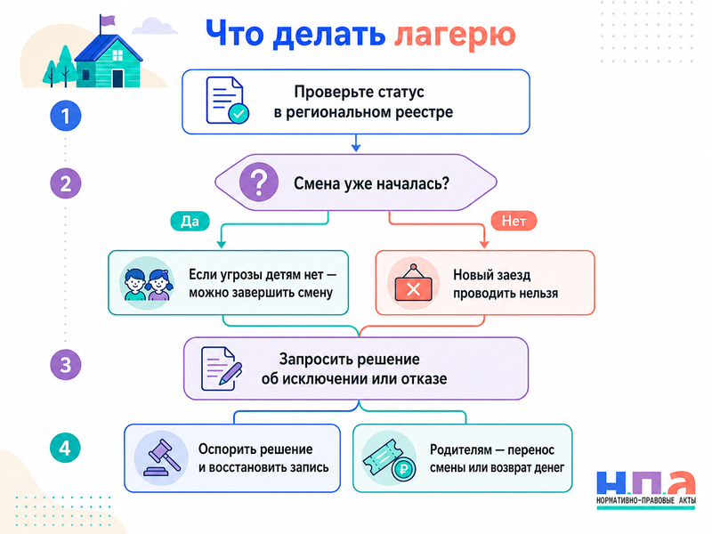 Лагерь исключили из регионального реестра