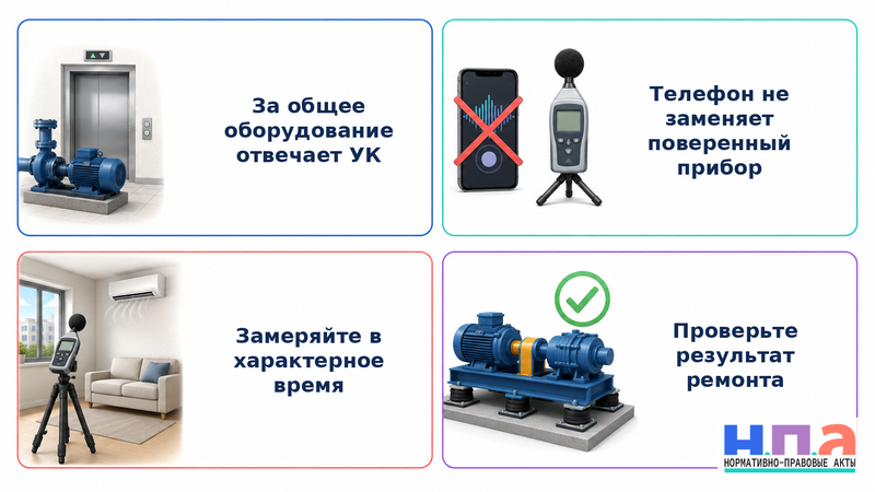 Лифт, насос или тепловой пункт создают шум и вибрацию как добиться ремонта