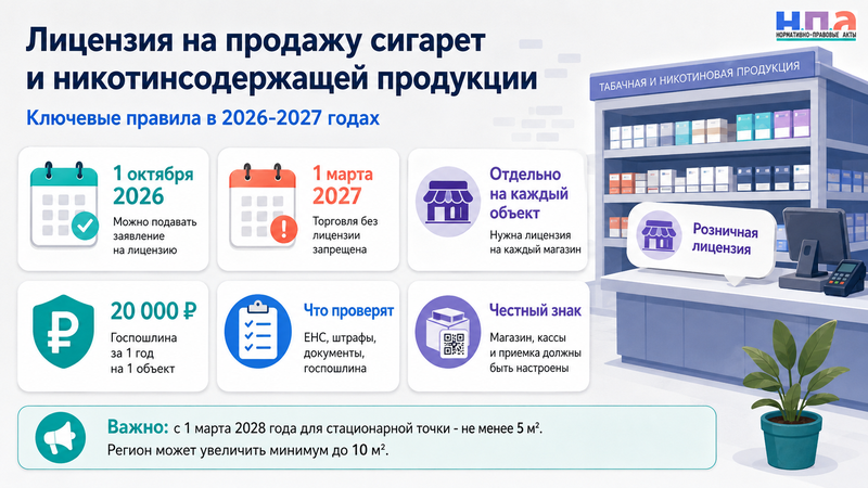 Лицензия на продажу сигарет и никотинсодержащей продукции как подготовиться в 2026 году