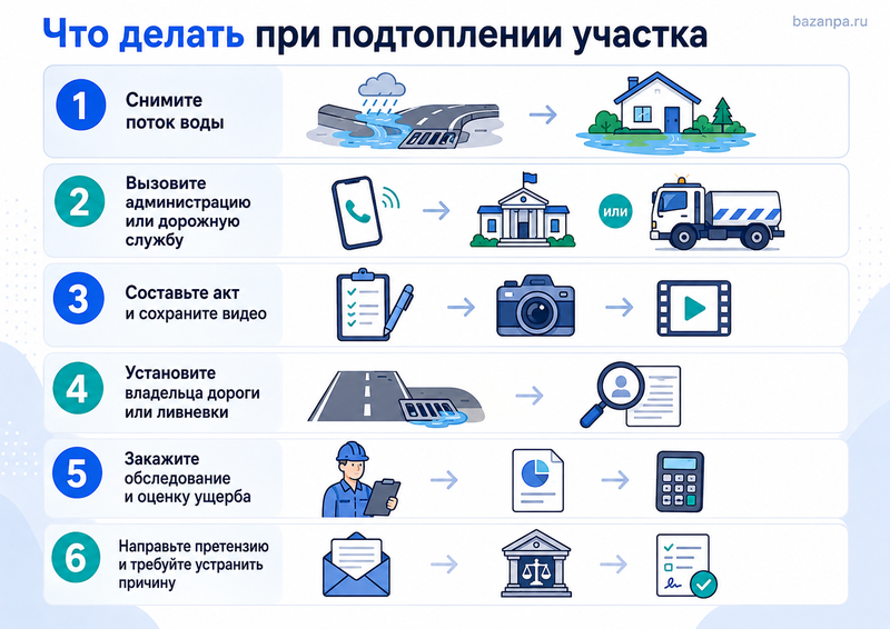 Ливневая канализация, кювет или новая дорога направляют воду на участок кто отвечает