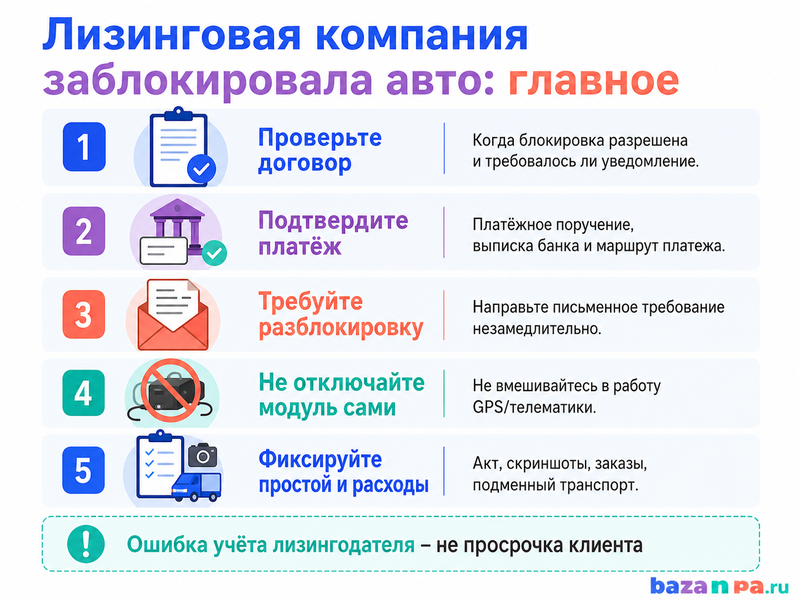 Лизинговая компания дистанционно заблокировала автомобиль или оборудование из-за ошибки в платеже