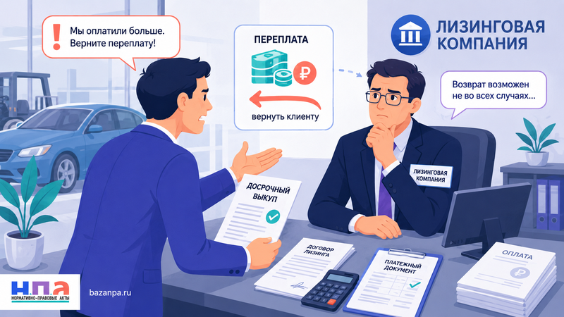 Лизинговая компания не возвращает переплату, обеспечительный платеж или остаток аванса после досрочного выкупа