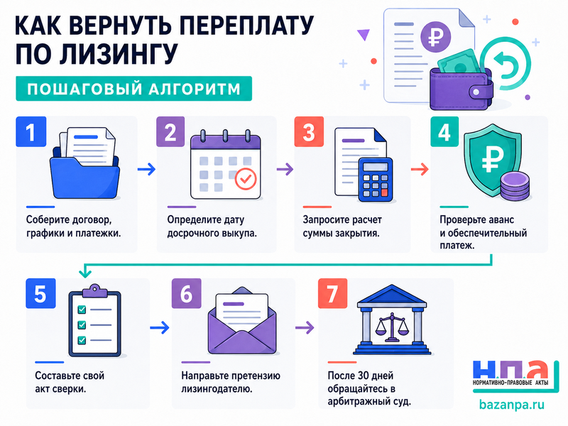 Лизинговая компания не возвращает переплату, обеспечительный платеж или остаток аванса после досрочного выкупа