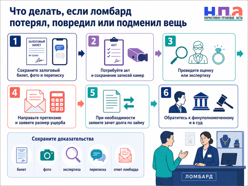 Ломбард потерял, повредил или подменил заложенную вещь как определить стоимость имущества и получить компенсацию
