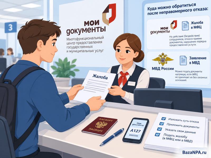МФЦ не принимает заявление на замену паспорта без военного билета
