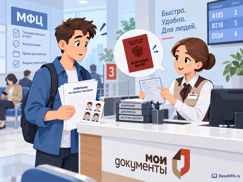 МФЦ не принимает заявление на замену паспорта без военного билета