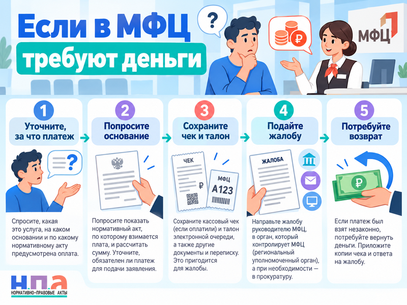 МФЦ требует деньги за подачу заявления - когда это законно