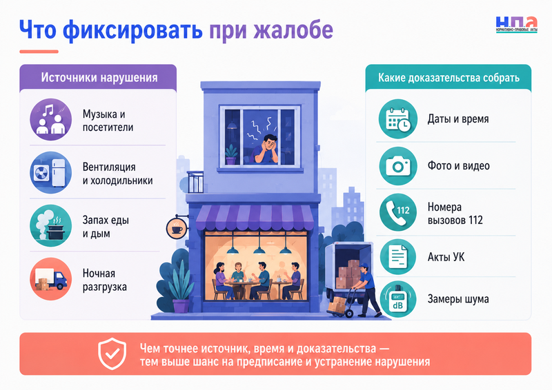 Магазин, кафе или ресторан под квартирой шумит, пахнет и разгружает товары ночью куда жаловаться