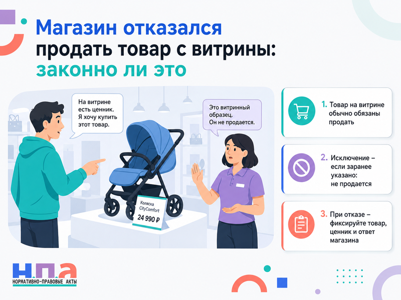Магазин отказался продать товар с витрины: законно ли это