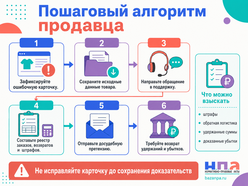 Маркетплейс ошибочно объединил карточку товара продавца с другим товаром, брендом или характеристиками