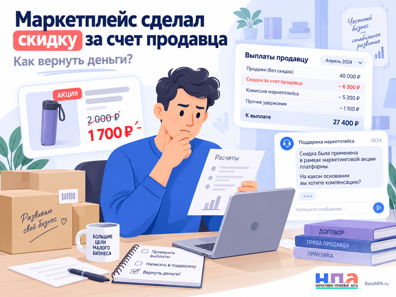 Маркетплейс сделал скидку за счет продавца - как вернуть деньги