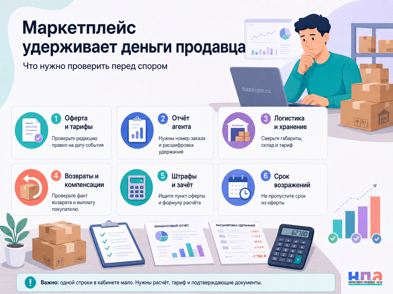 Маркетплейс удерживает деньги продавца как проверить и оспорить начисления