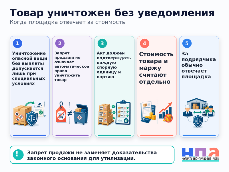 Маркетплейс утилизировал товар без уведомления: как взыскать стоимость