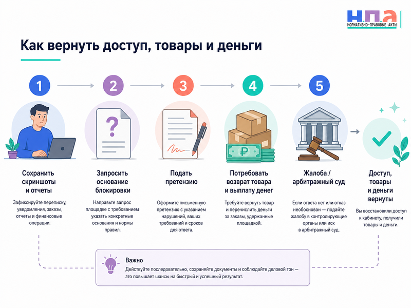 Маркетплейс заблокировал кабинет продавца как вернуть доступ, товары и деньги